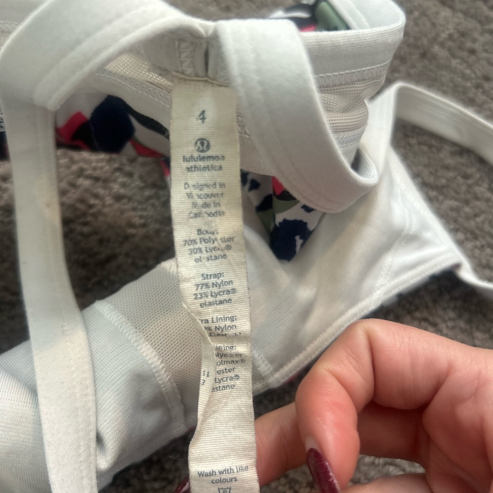Lululemon Rise and Run Bra Mini Pop Cut Boom Juice Multi White | Mesh Back | 4 - Picture 4 of 8